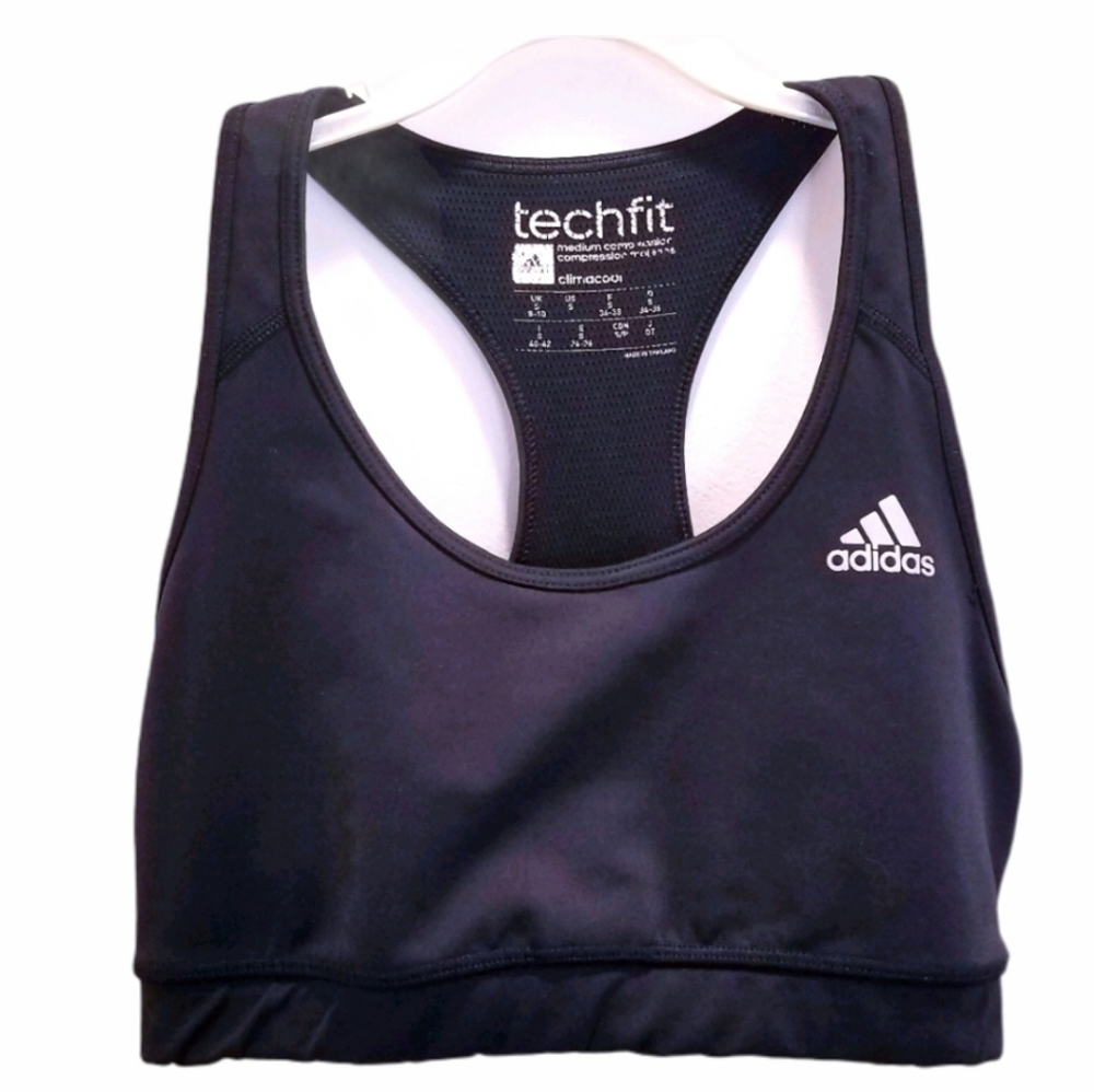Adidas Sports Bra Girls Size Small 8 10 Black techfit Youth